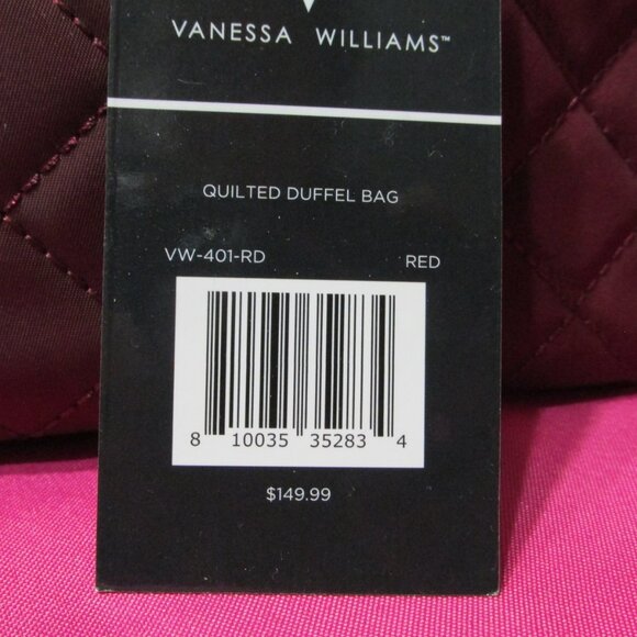 P1775-NWT Vanessa Williams Burgundy Quilted Tassel Duffle w/ Shoulder Strap - Picture 5 of 10